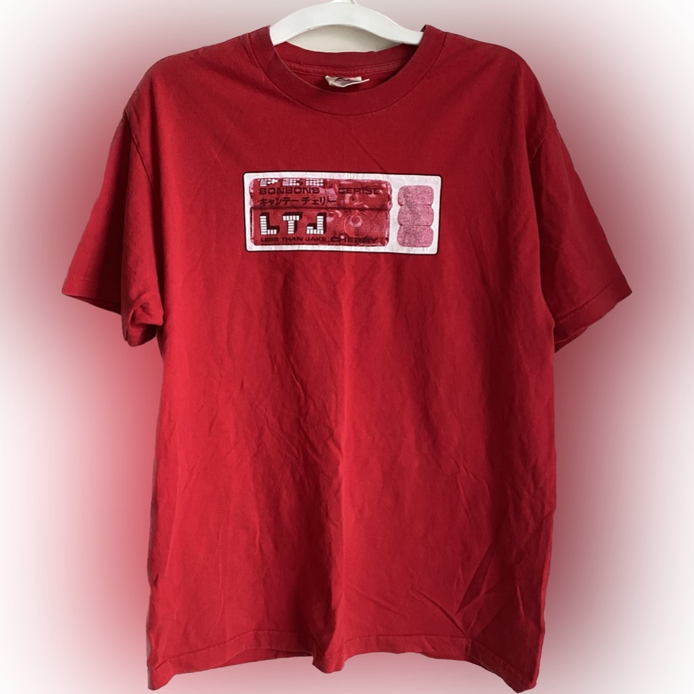 RARE Vintage 2000 Less Than Jake red Pez Core band tee Y2K ska punk size Large